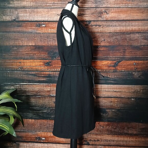 H&M Blazer Wrap Dress Size M Black Tie Belt Sleeveless Lined - Picture 7 of 9